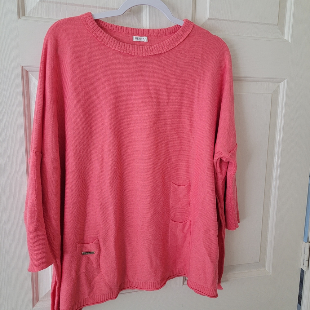Mersea Pink/Coral Oversized Sweater with Pockets